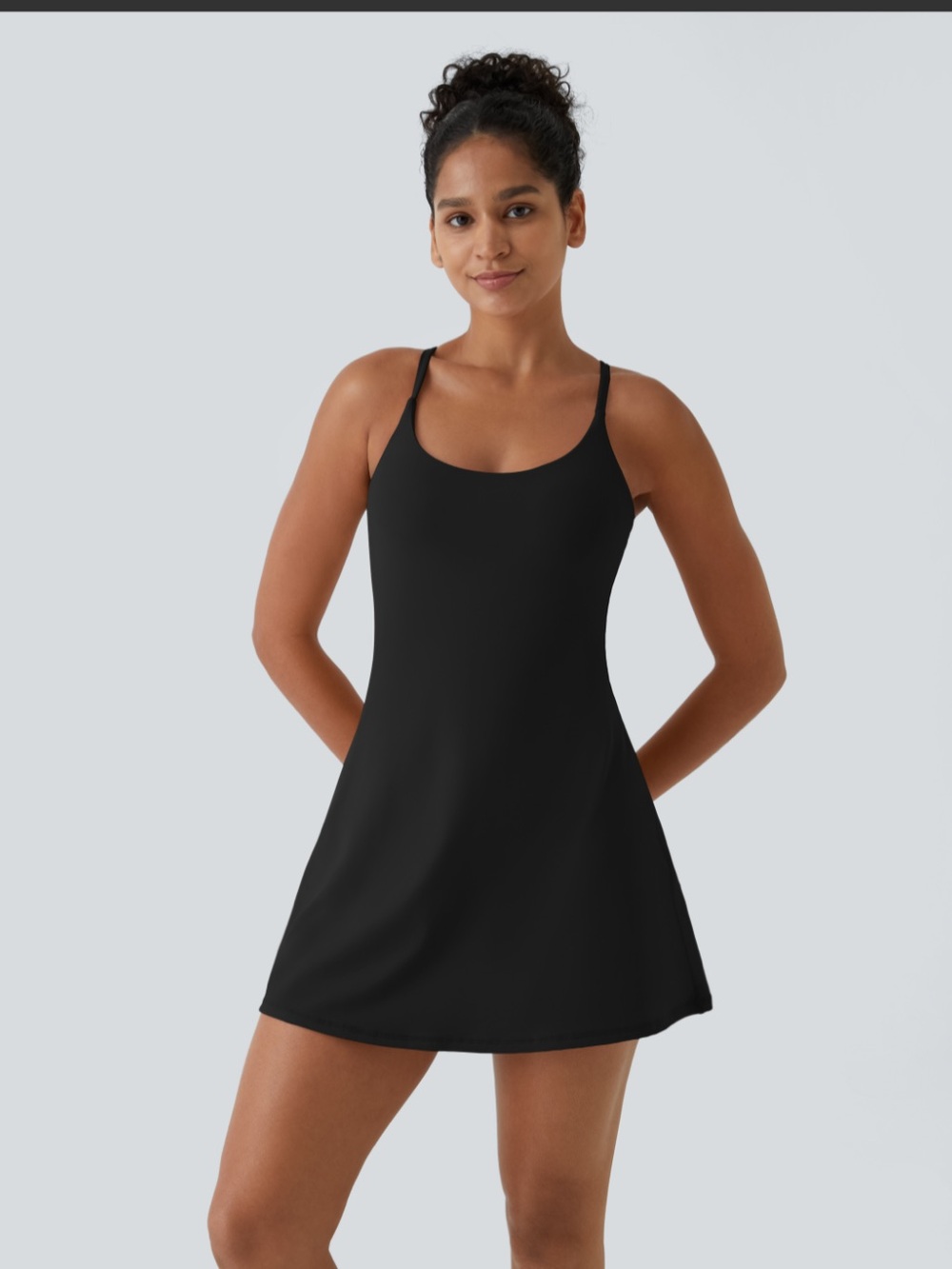 NWT Halara Softlyzer Plush Backless Active Dress Edit in Black